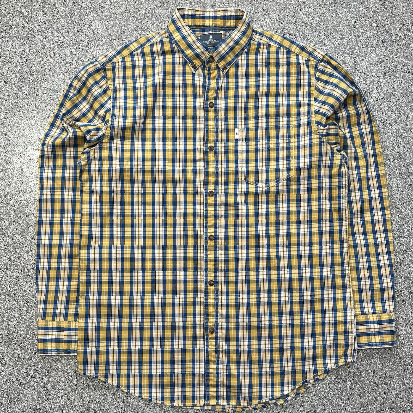 Vintage G.H. Bass & Co. Button-Down Shirt Mens M Plaid Yellow Cotton, Polyester Corded Poplin Button-Up Shirt Mens M Yellow Plaid Size US M / EU 48-50 / 2 - 2 Thumbnail