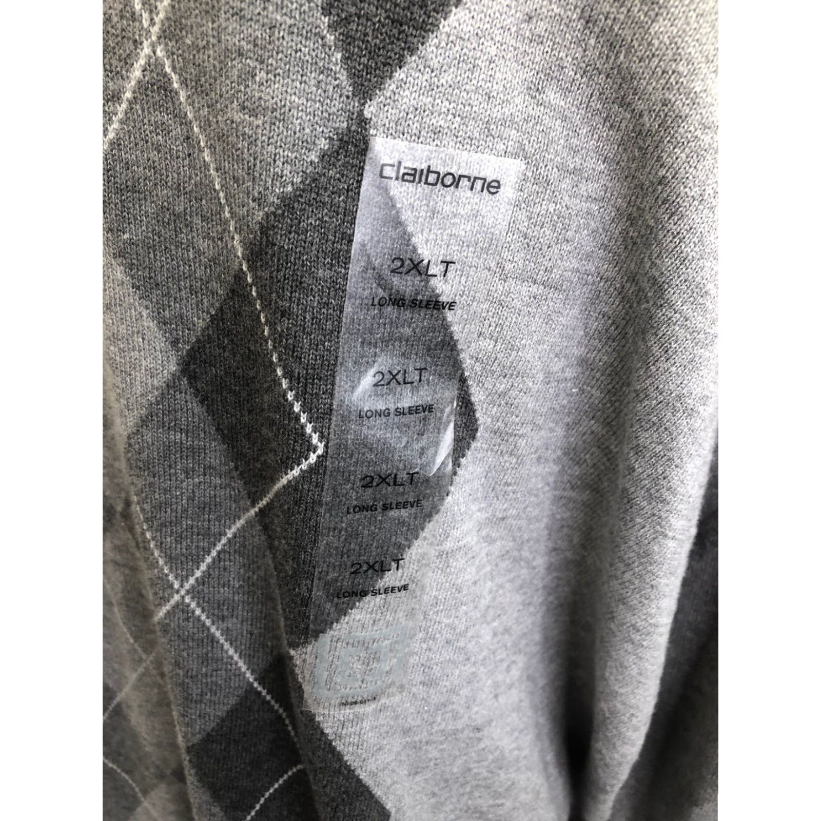 Liz Claiborne CLAIBORNE Sweater V-Neck Gray 2XLTall Pullover Big & Tall Men Shirt Unsure Size US XXL / EU 58 / 5 - 4 Thumbnail