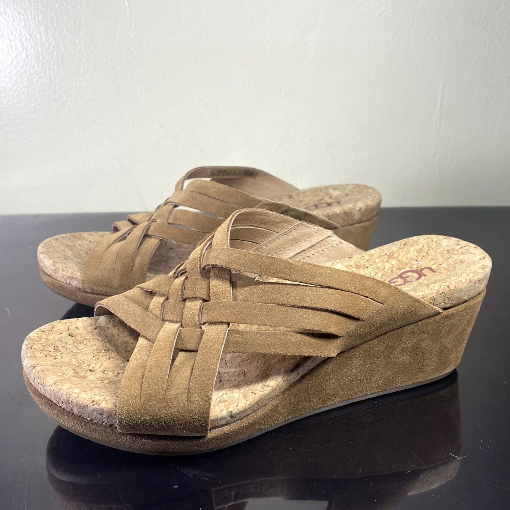 Ugg UGG Sandal Womens 8 Brown Leather Wedge Slide Heel Style Slide - Size US 8 / IT 38 - 4 Thumbnail