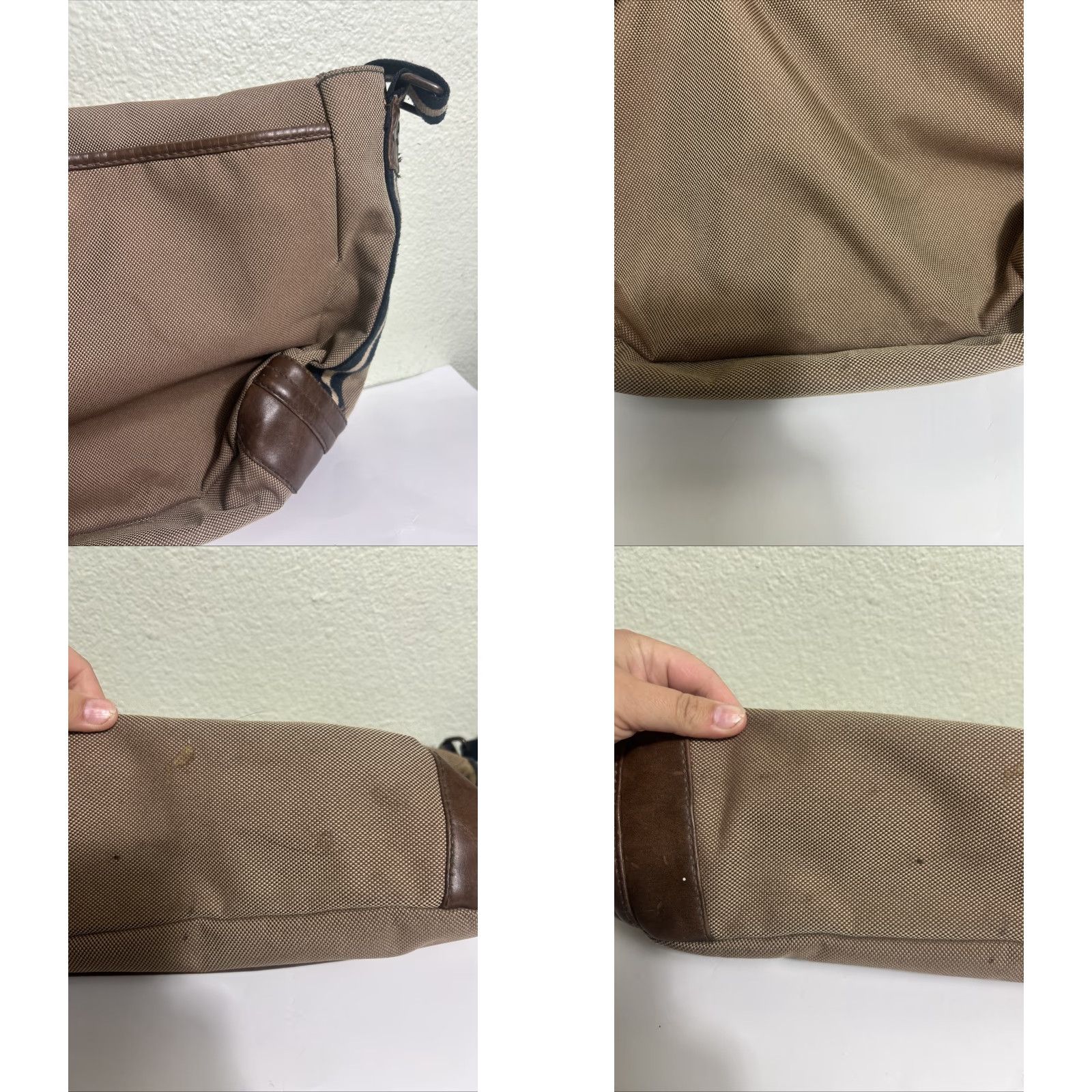 Gap VINTAGE Gap Messenger Bag Beige Polyester Faux Leather Womens 15x10x6 Stains Size ONE SIZE - 9 Thumbnail