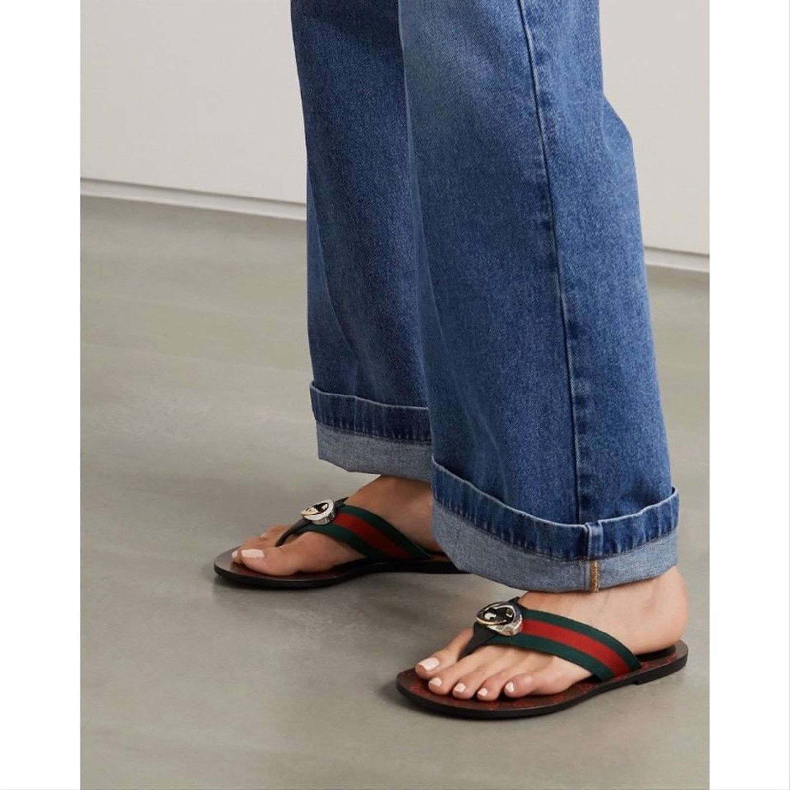 Gucci Kika GG logo stripe web sandals Size US 5 / IT 35 - 2 Thumbnail