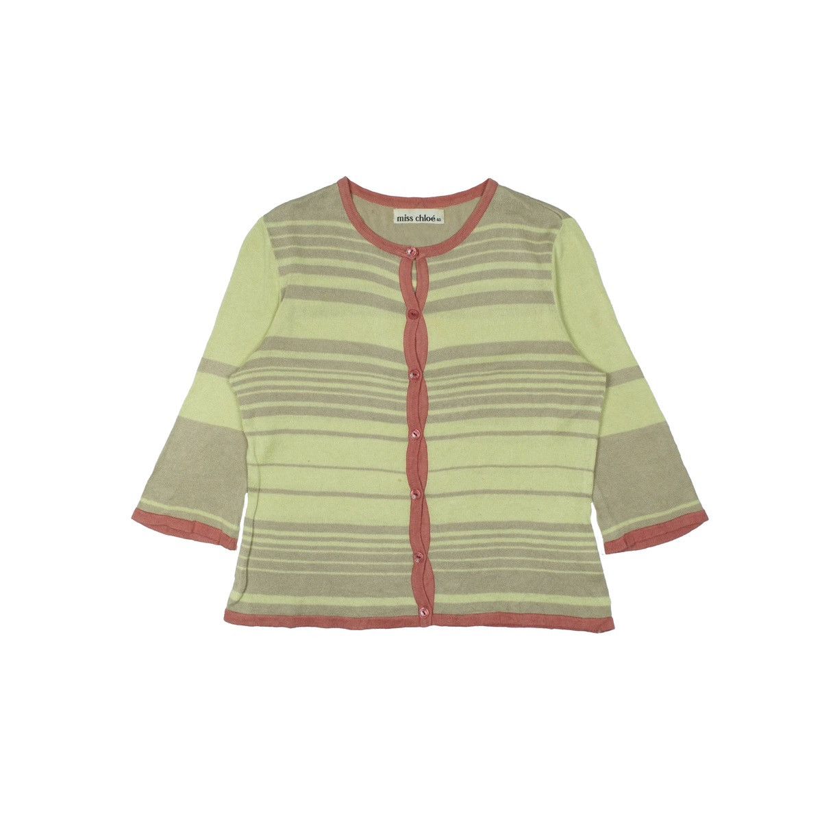 image of Miss Chloe Stripe Button Up Knit Sweatshirt, Women's (Size Small)