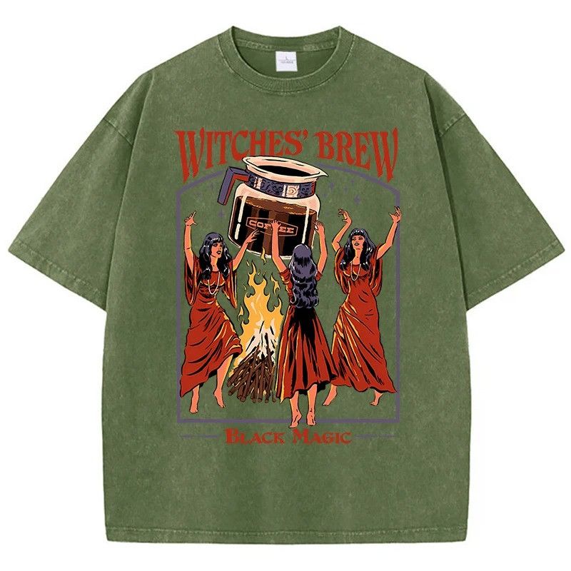 Vintage Washed Coffee Tee Witches Brew Retro Size US XL / EU 56 / 4 - 1 Thumbnail
