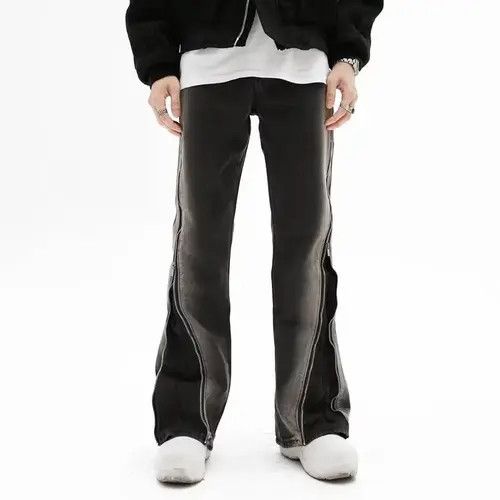 Japanese Brand Miyuki x Riho Split Zipper Baggy Flare Men Jeans Size US 34 / EU 50 - 4 Thumbnail