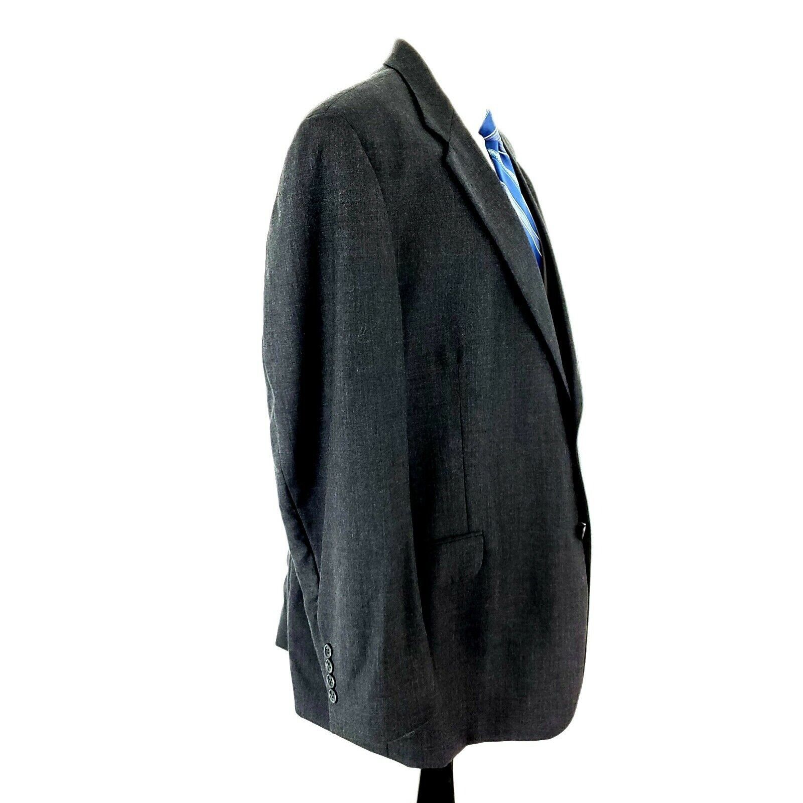 Stafford Stafford Wool 2 Button Portly Sport Coat 44L Gray Long Size 44L - 8 Thumbnail