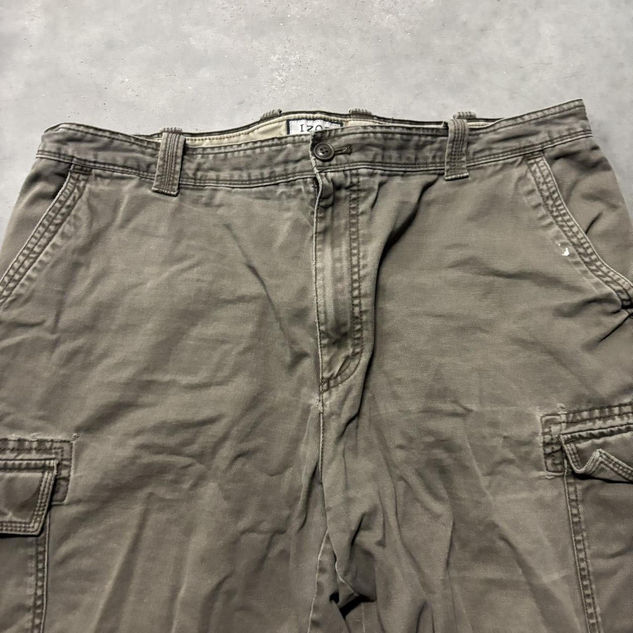 Japanese Brand × Vintage Crazy Vintage Y2K/2000s Baggy Khaki Earth Tone Distressed Skater Cargo Shorts! Size US 38 / EU 54 - 2 Thumbnail