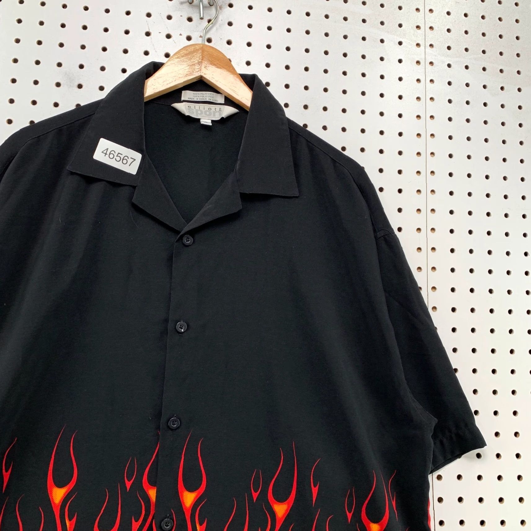Vintage VINTAGE Flame Fire Button Shirt Mens XL Black Red Elliott Sport Size US XL / EU 56 / 4 - 7 Thumbnail