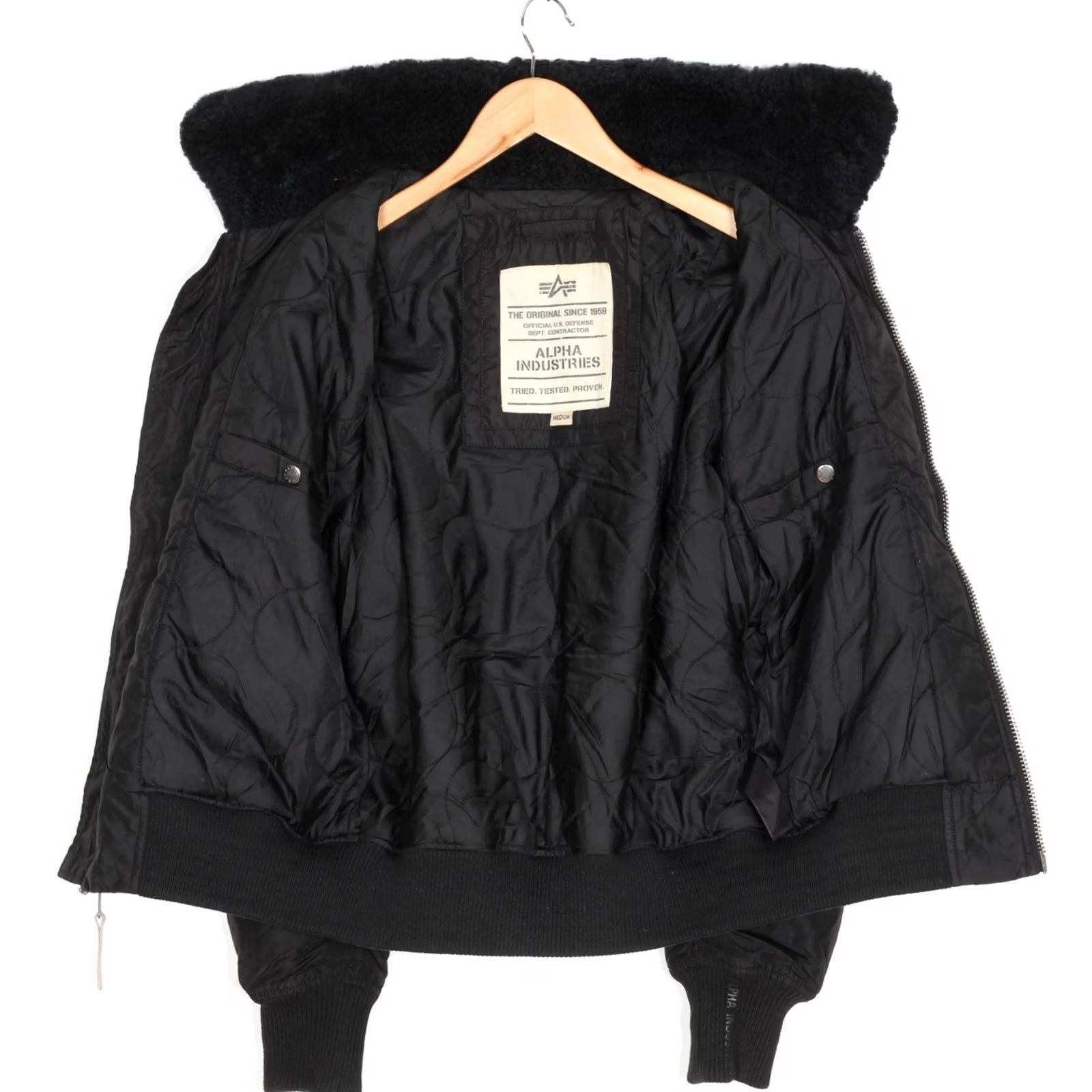 Alpha Industries ALPHA INDUSTRIES B-15 Flying Bomber Jacket Men Size M Black Faux Fur Collar Jacket Size US M / EU 48-50 / 2 - 3 Thumbnail