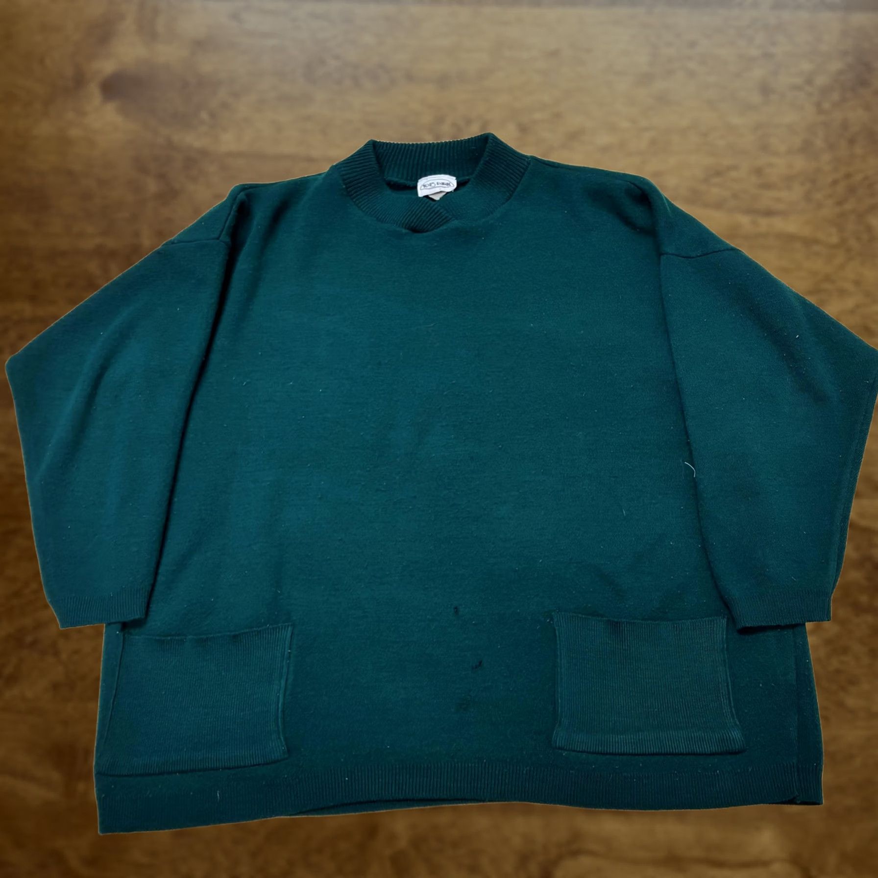 Vintage VINTAGE 1045 Park Sweater Womens Large Green Crew Neck Tunic Pockets Size L / US 10 / IT 46 - 1 Thumbnail