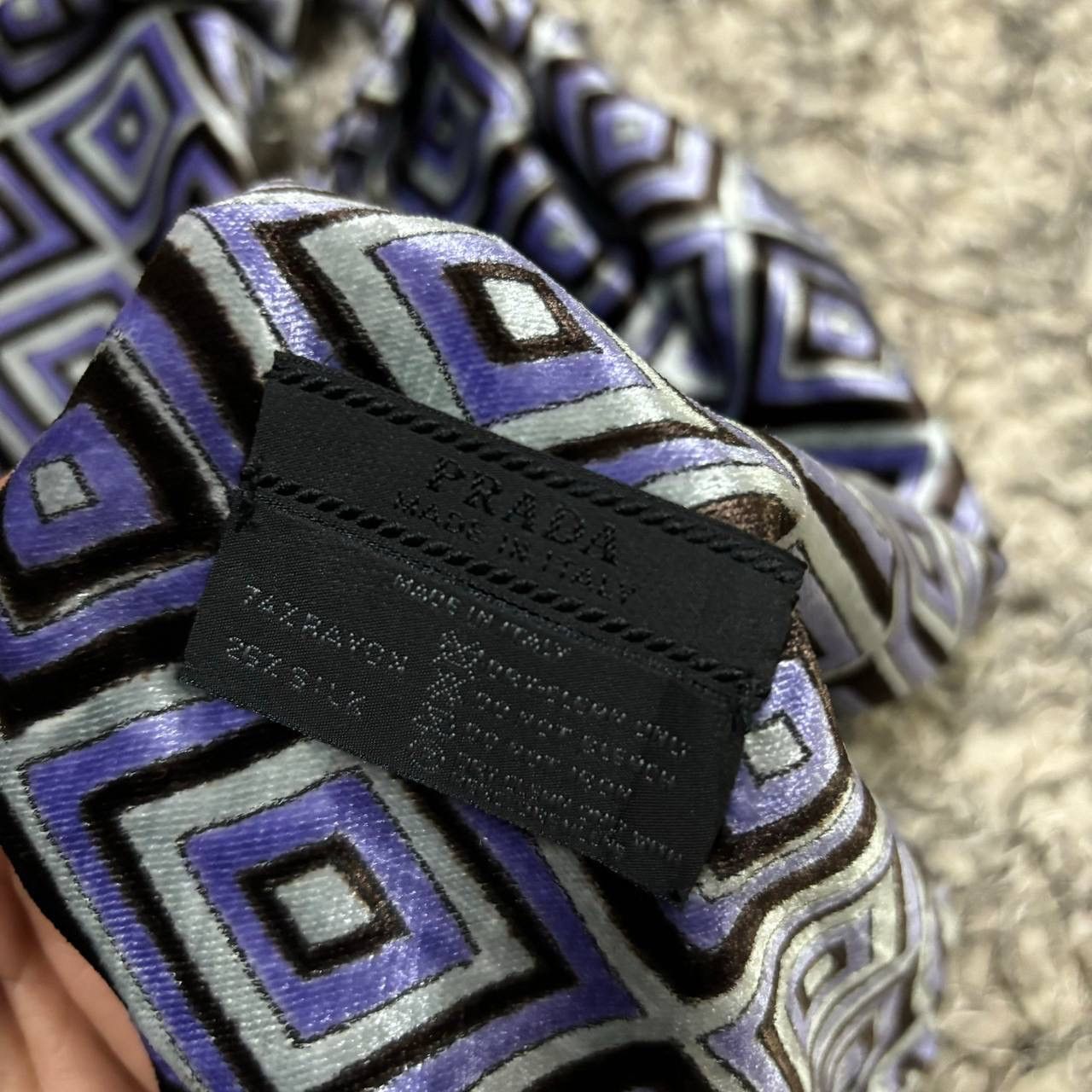 Prada Vintage Prada Geometric Silk Blend Scarf Foulard Purple OS Size ONE SIZE - 5 Thumbnail