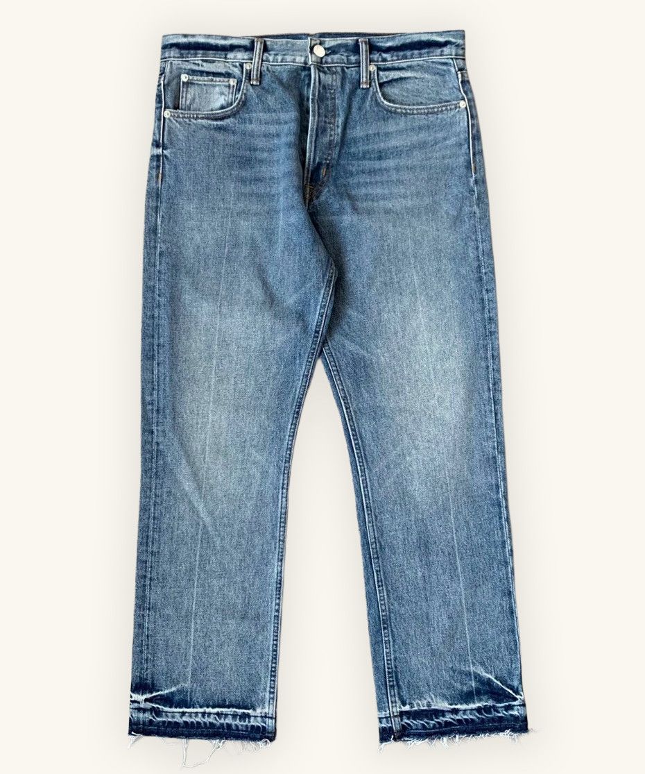 Helmut Lang 🔴 HELMUT LANG Jeans Distressed Denim Straight Cropped Blue Size 31" - 1 Thumbnail