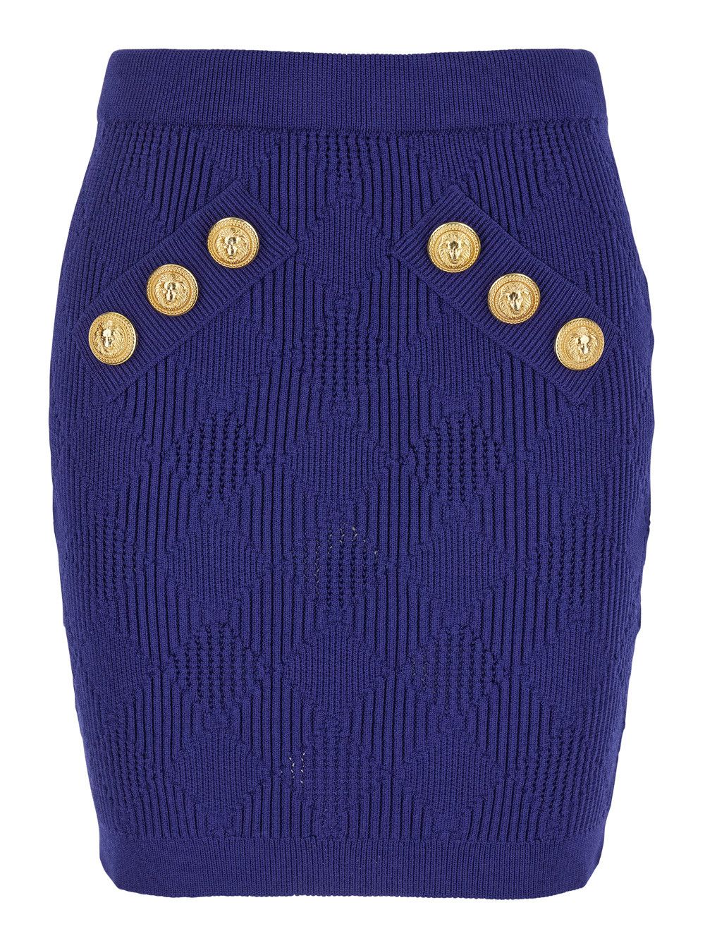Balmain Blue Mini Skirt with Jewel Buttons in Viscose Blend Woman Size 30" / US 8 / IT 44 - 1 Thumbnail