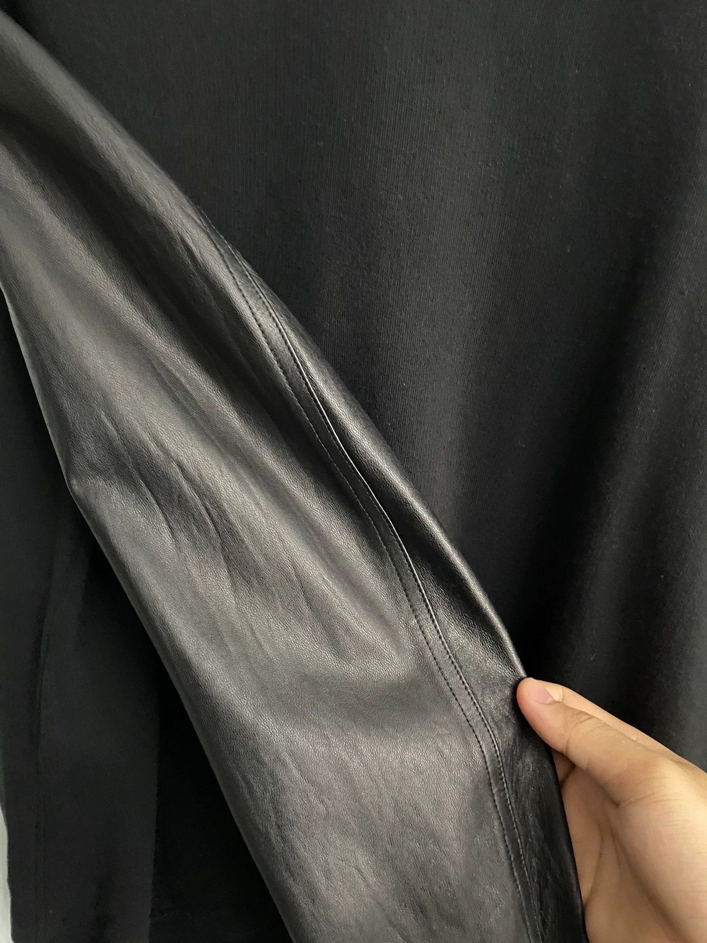 Rick Owens Rick Owens stand-up collar leather sleeve zip-up jacket Size US L / EU 52-54 / 3 - 3 Thumbnail