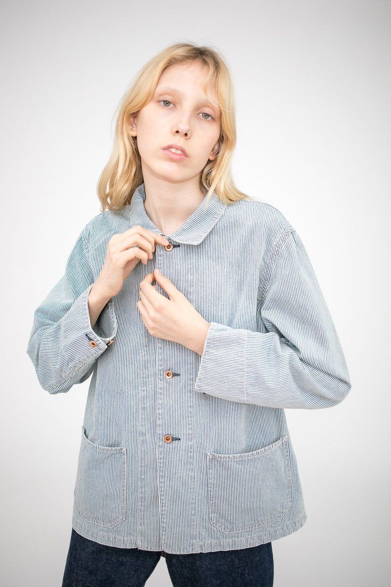 image of Chimala Hickory Coverall Jacket (Unisex) in Blue/White, Men's (Size Small)