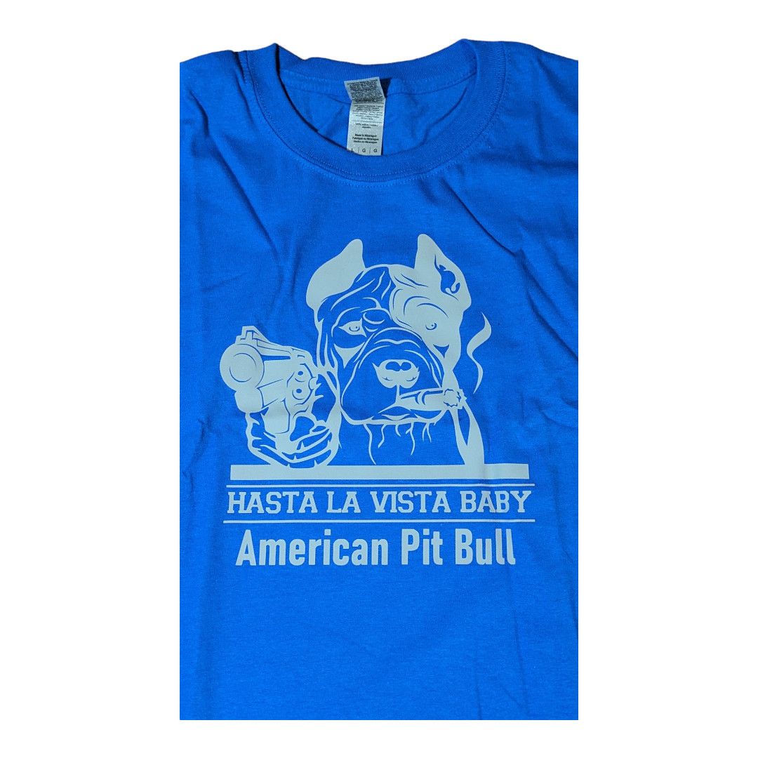 Vintage Hasta la Vista Baby - American Pit bull on Men's T-Shirt Size US L / EU 52-54 / 3 - 3 Thumbnail