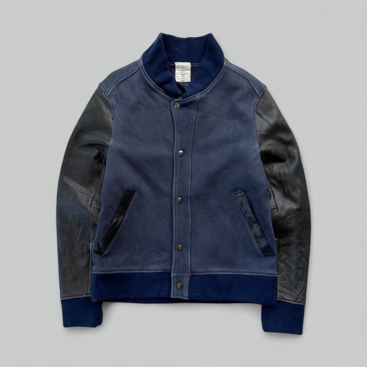 If Six Was Nine × Japanese Brand × Le Grande Bleu (L.G.B.) 🔥Vintage Shama Japan Leather Sleeve Hybrid Jacket Size US S / EU 44-46 / 1 - 3 Thumbnail