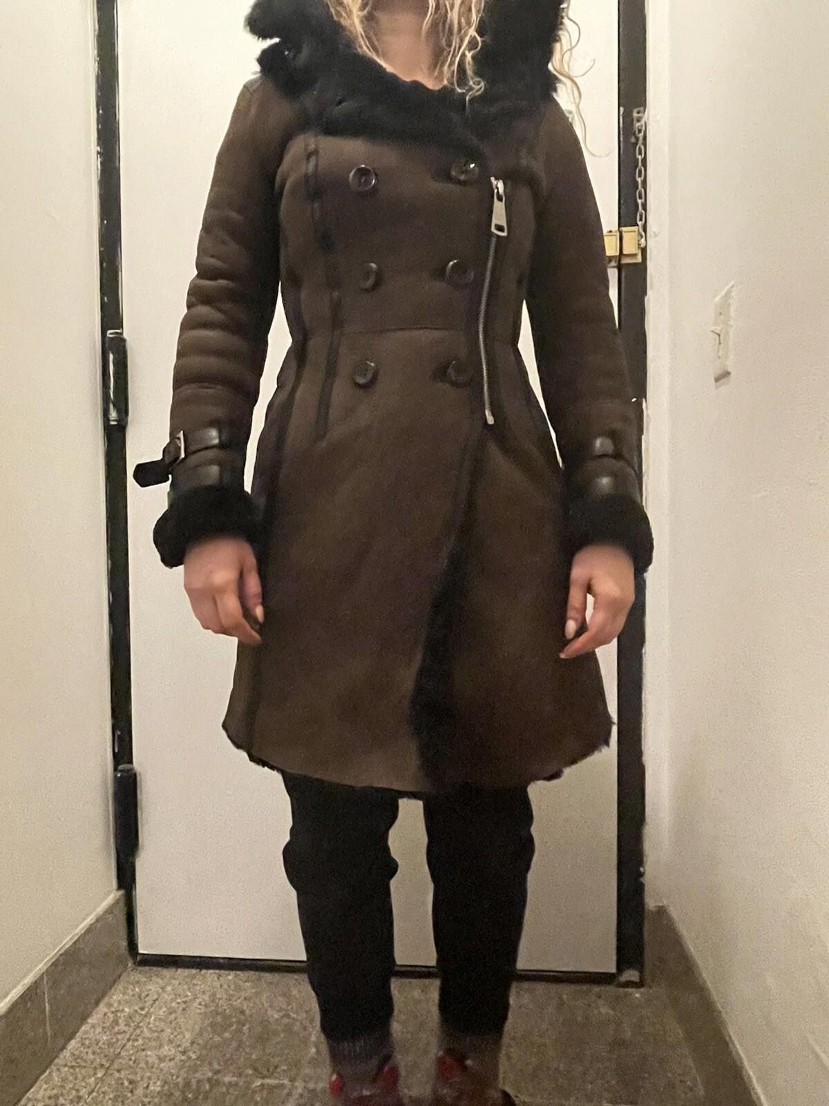 Other Neohit Shearling Suede Asymmetrical Zipped Biker Coat SzXS Size XS / US 0-2 / IT 36-38 - 2 Thumbnail