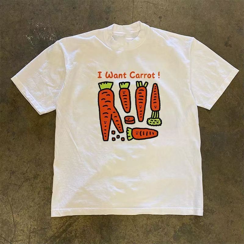 Japanese Brand White retro carrot print cotton t-shirt Size US M / EU 48-50 / 2 - 1 Thumbnail
