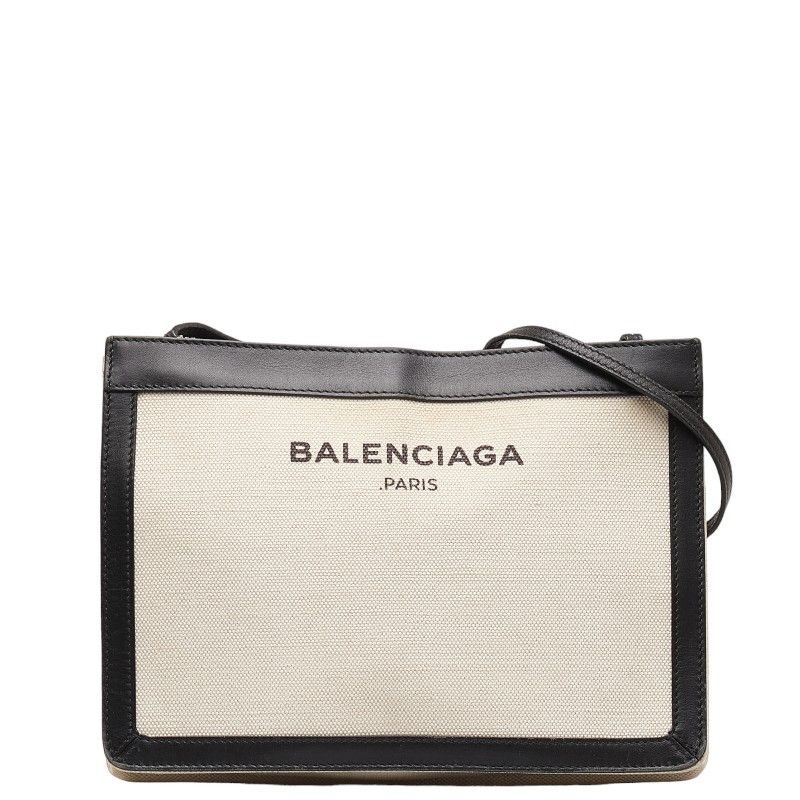 image of Balenciaga Navy Pochette Shoulder Bag in White, Women's