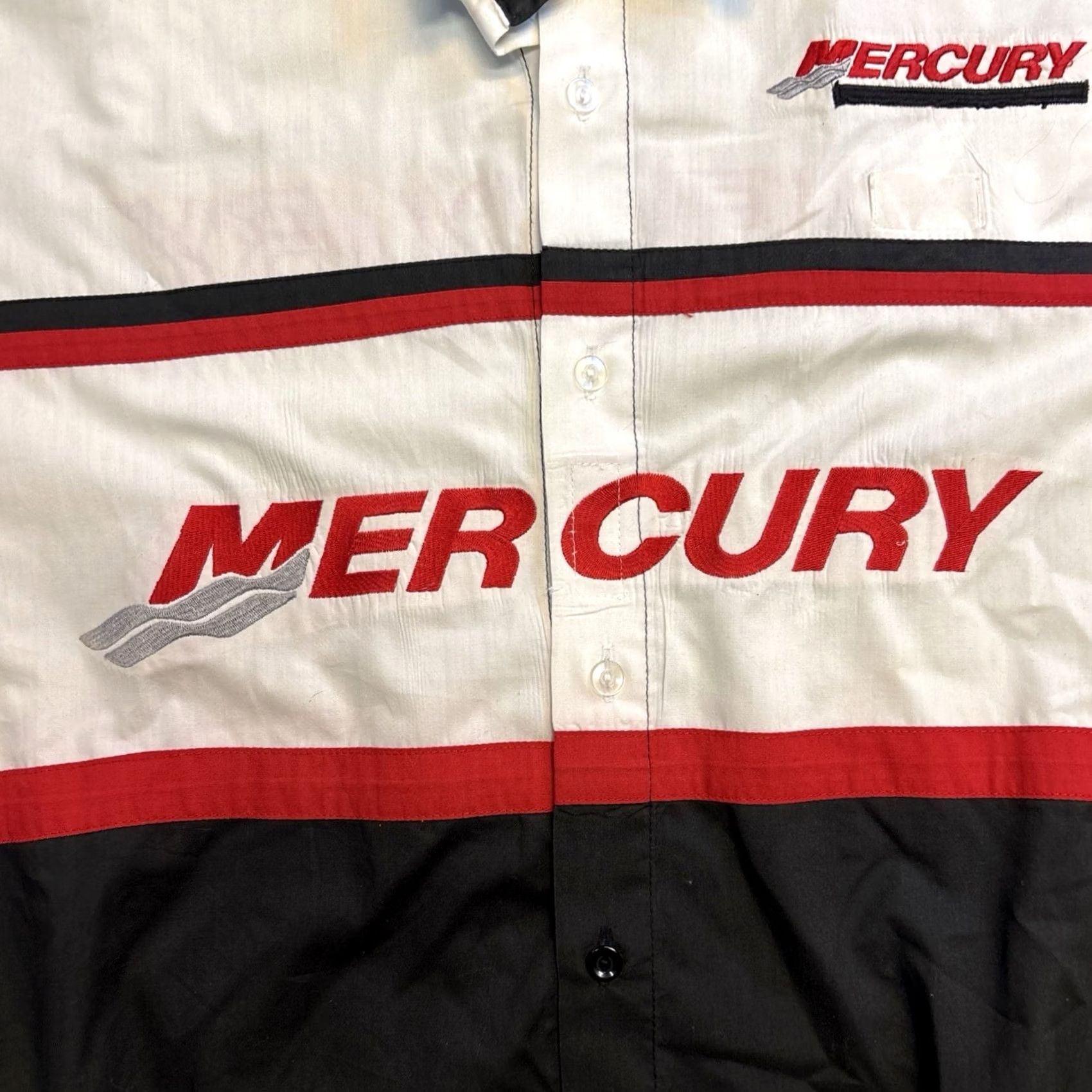 Vintage Mercury Marine Team Shirt Men's XL Button-Up Embroidered Size US XL / EU 56 / 4 - 2 Thumbnail
