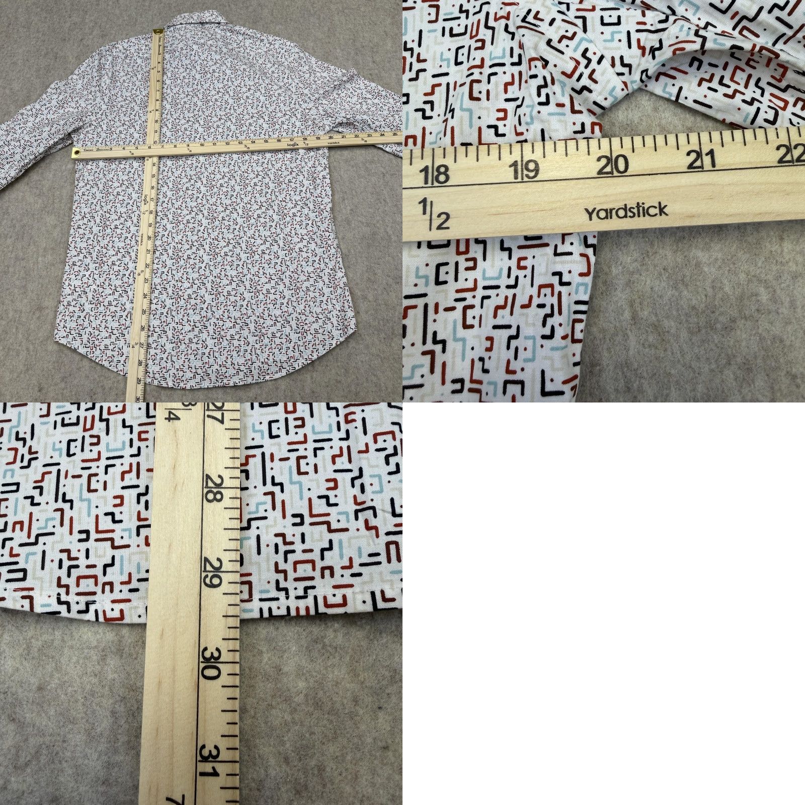 Express Express Shirt Mens Medium White Geometric Slim Fit Long Sleeve Button Down Size US M / EU 48-50 / 2 - 8 Thumbnail