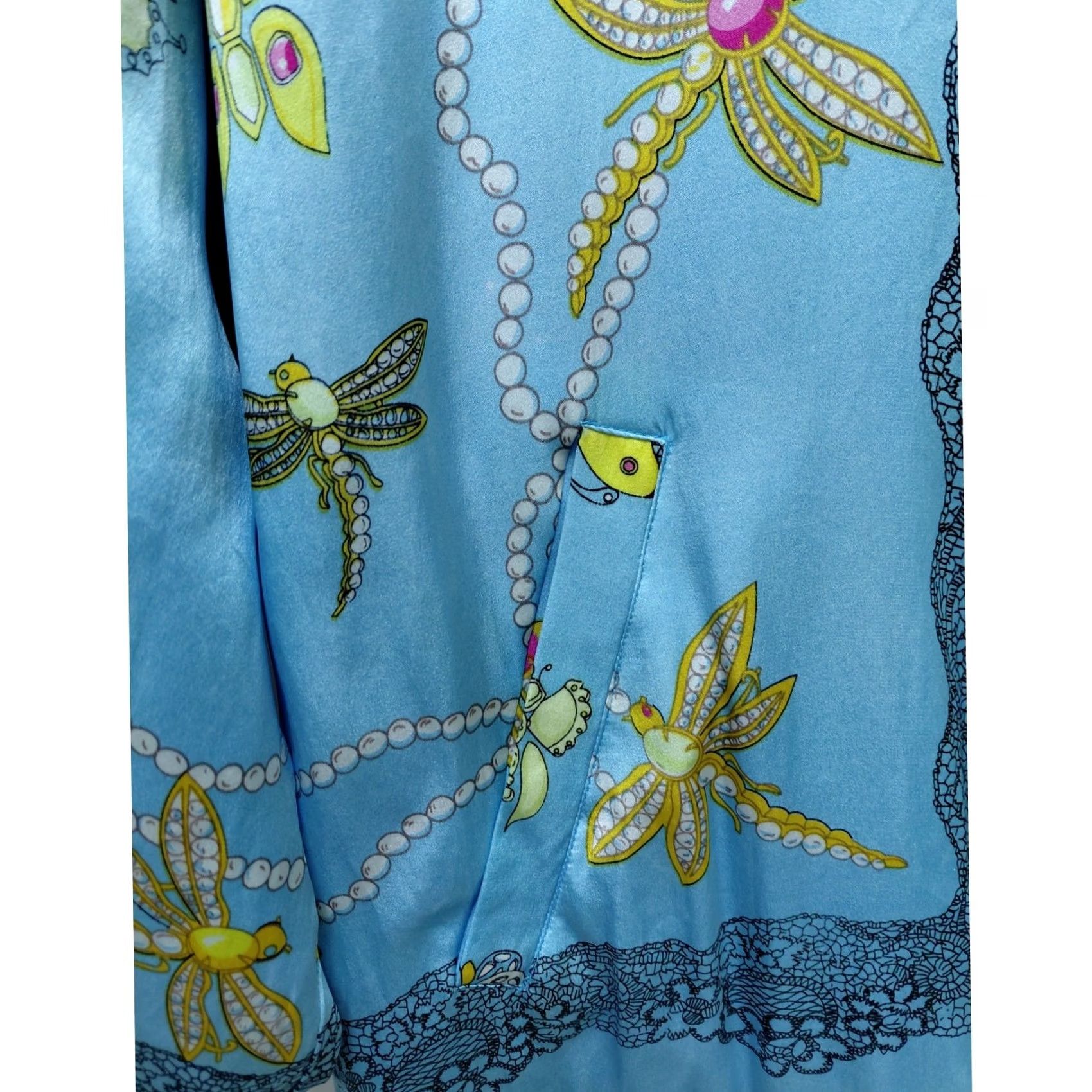 Vintage Mureli Embroidered Jacket Blue Long Sleeve Collared 100% Silk Women Size M Size M / US 6-8 / IT 42-44 - 3 Thumbnail