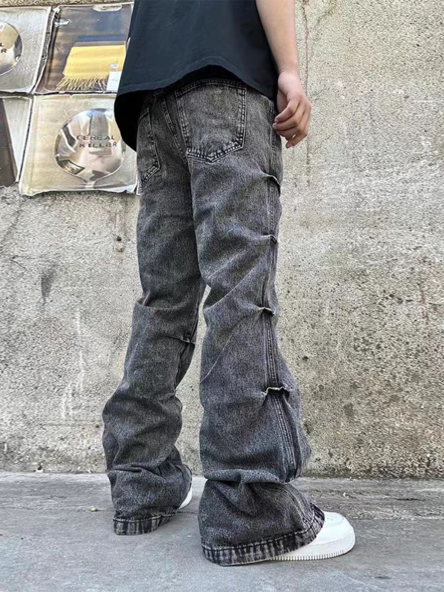 Japanese Brand × Jean High Street Vintage Frayed Design Scrap Micro Flare Jeans Size US 33 - 4 Thumbnail