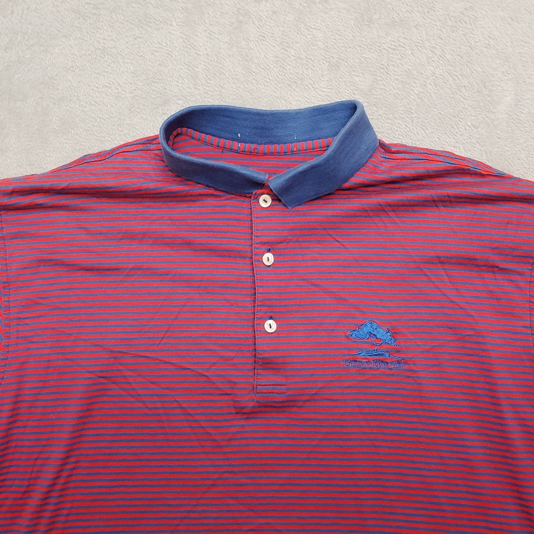 Peter Millar Peter Millar Shirt Mens Large Blue Red Striped Polo 100% Mercerized Cotton Golf Size US L / EU 52-54 / 3 - 2 Thumbnail