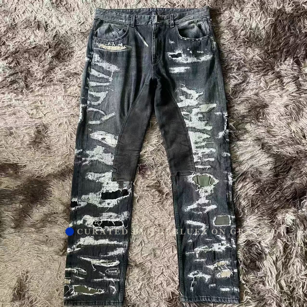 Givenchy Givenchy Moleskin Distressed Boro Denim Jeans Black | Grailed