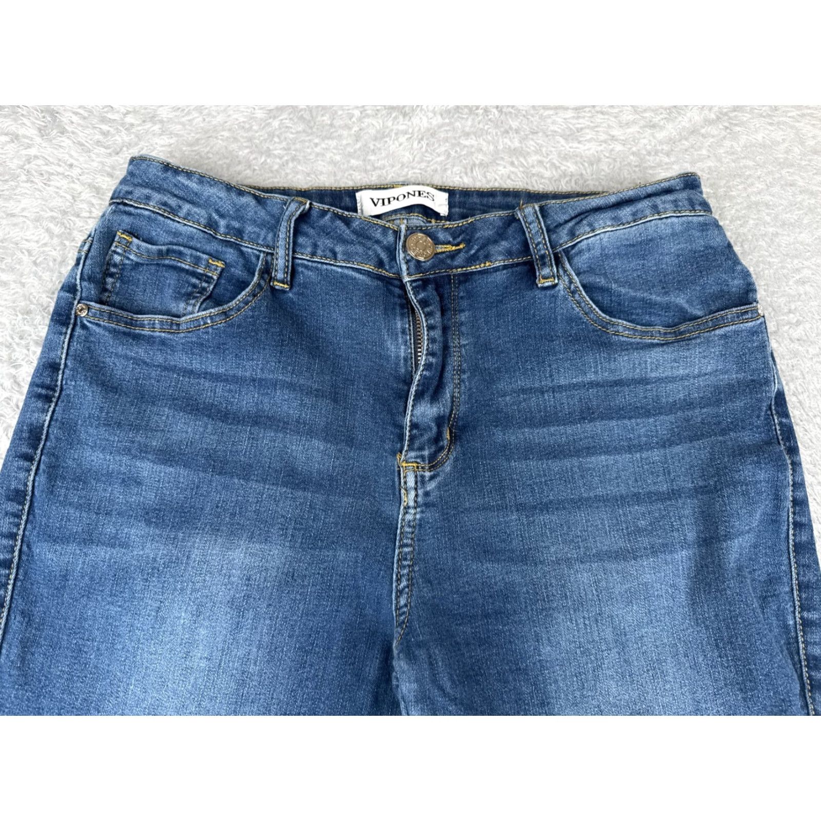 Shein Vintage SheIn Womens Jeans Flared Cotton Blend Mid Rise 28x31 Blue Denim 2010s Girls Size 32" / US 10 / IT 46 - 4 Thumbnail