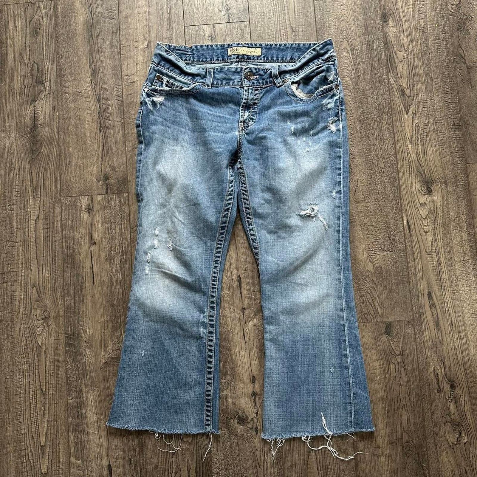 BKE × Vintage Y2K Buckle BKE Ripped Bootcut Flare Denim Jeans Pants Size 33" - 1 Thumbnail