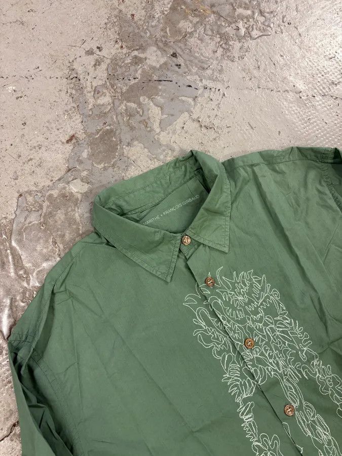 Marithe + Francois Girbaud 2000s Marithé + François Girbaud Green Embroidered Shirt Size US M / EU 48-50 / 2 - 5 Thumbnail