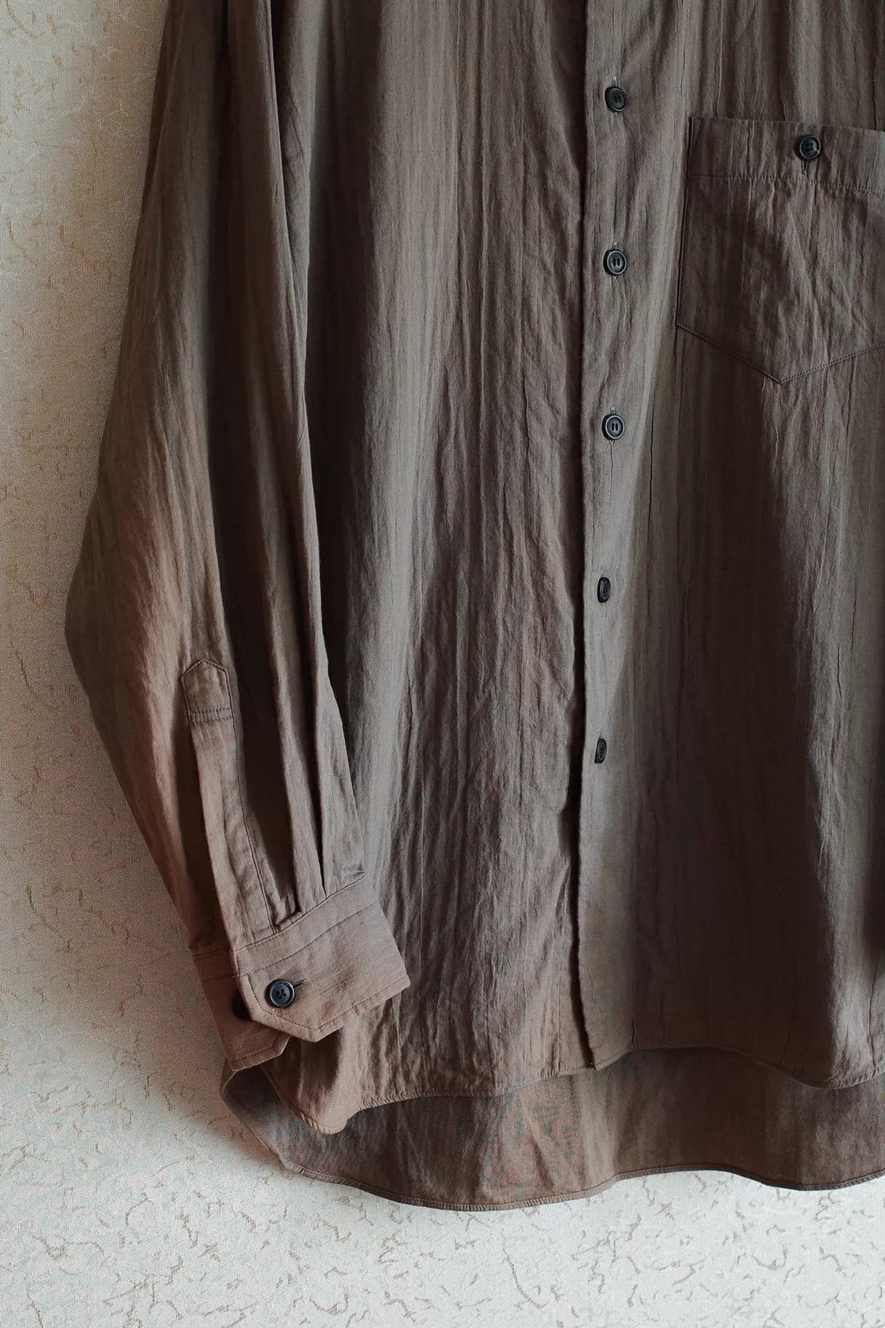 Issey Miyake Issey Miyake Men 90s Sun-Faded Cotton Voile Collarless Shirt Size US L / EU 52-54 / 3 - 5 Thumbnail