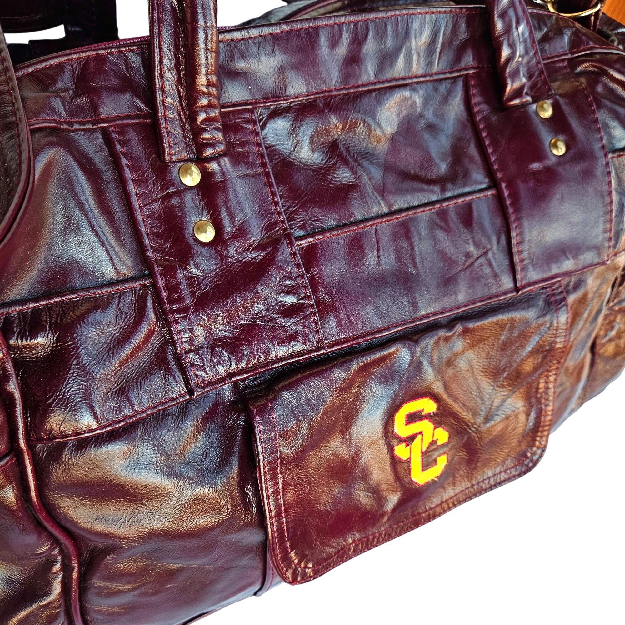Other USC Trojans Vintage Patchwork Maroon Leather Duffel 22" Carr Size ONE SIZE - 3 Thumbnail