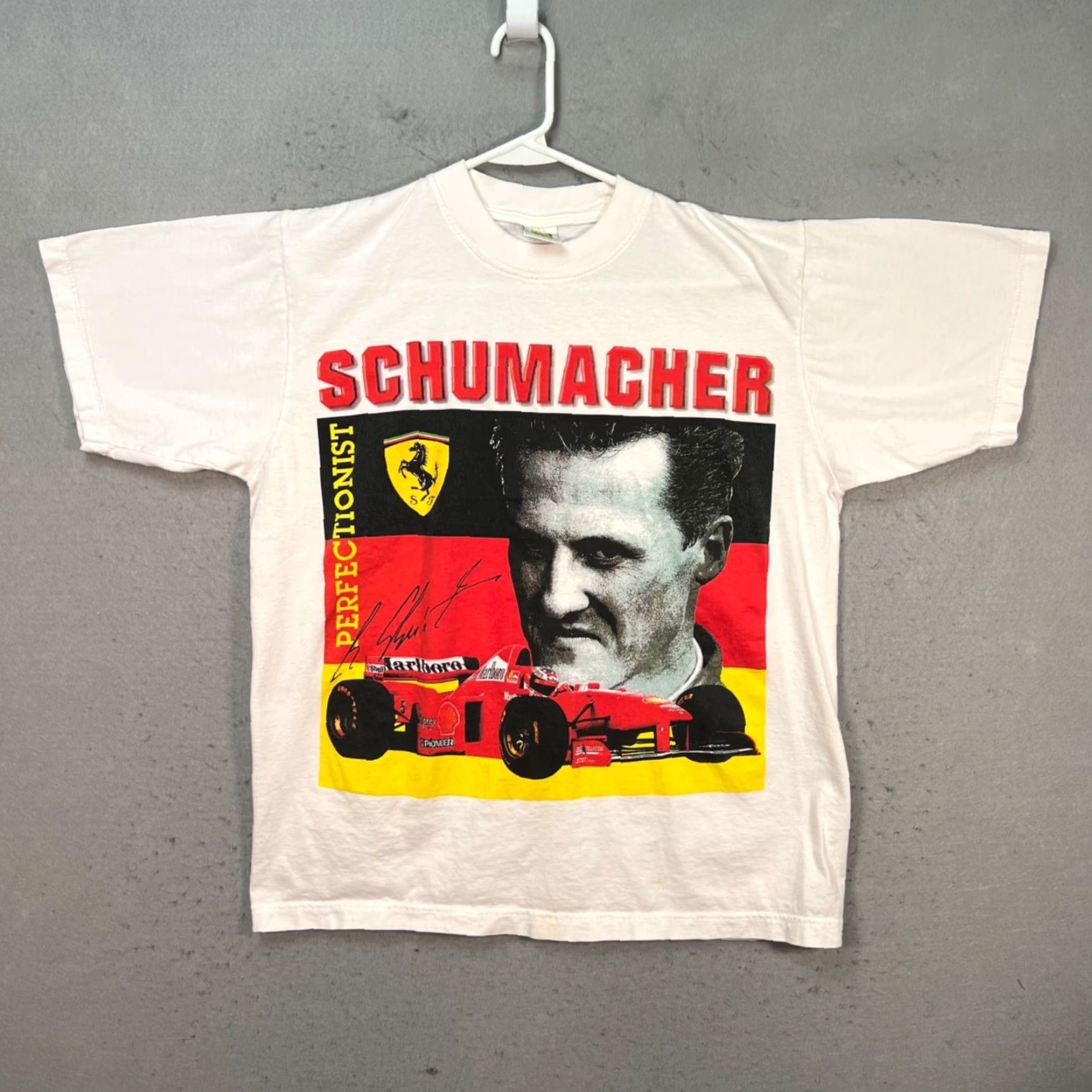Ferrari VINTAGE Michael Schumacher Ferrari Formula 1 Racing T Shirt White Mens L Cotton Crew Neck Short Sleeve 90s Graphic Print Size US L / EU 52-54 / 3 - 2 Thumbnail