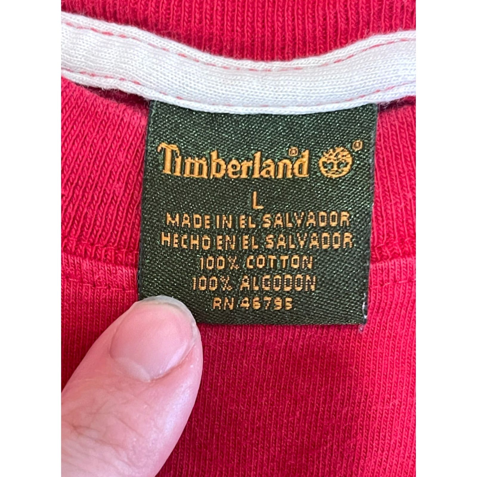 Timberland Timberland Shirt, Women's Size Large, Red, Short Sleeve, Casual, Regular Fit, T-Shirt, Women, Red, Timberland, 2010s? Size L / US 10 / IT 46 - 7 Thumbnail