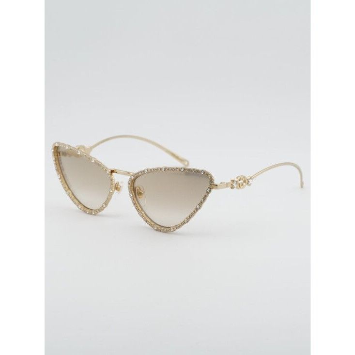 Gucci Gucci GG1569S 003 Sunglasses Gold with White Stone Cat Eye Size ONE SIZE - 1 Thumbnail