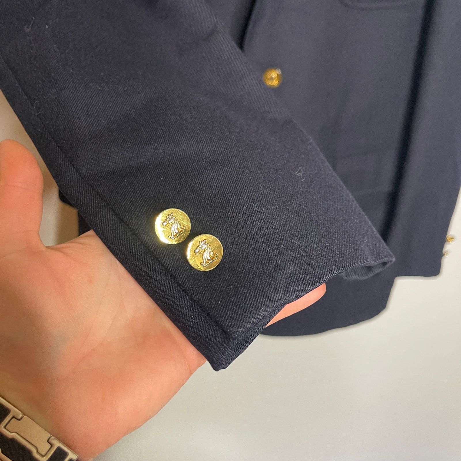 J. Press J. Press Navy Blur 100% Wool Gold Button Closure Blazer 44L Size 44L - 4 Thumbnail