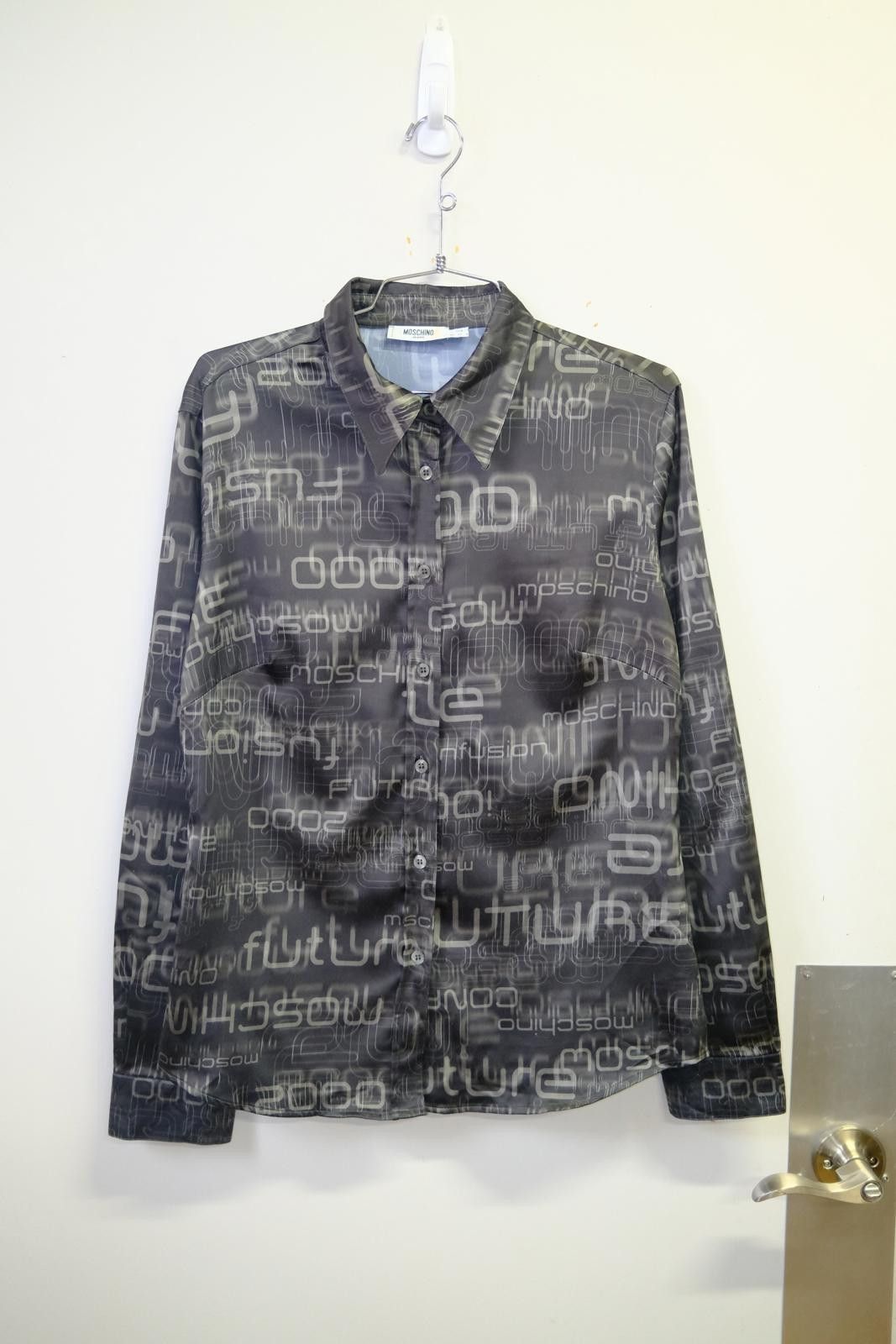 Other 00's Moschino Jeans Text Script Long Sleeve Button-Up Size L / US 10 / IT 46 - 1 Thumbnail
