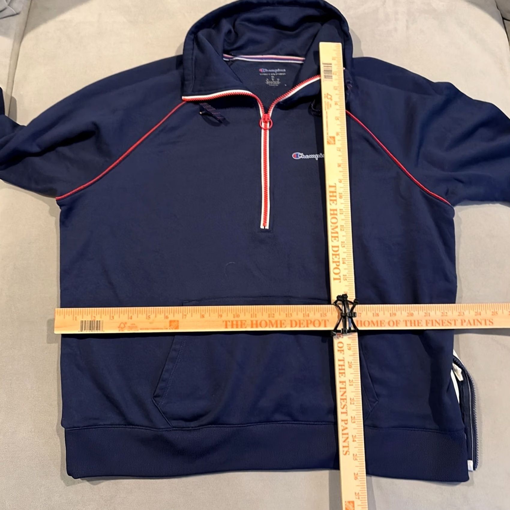 Champion VINTAGE Champion Sweatshirt XL Blue Pullover Half Zip Side Zippers Mens Size US XL / EU 56 / 4 - 4 Thumbnail