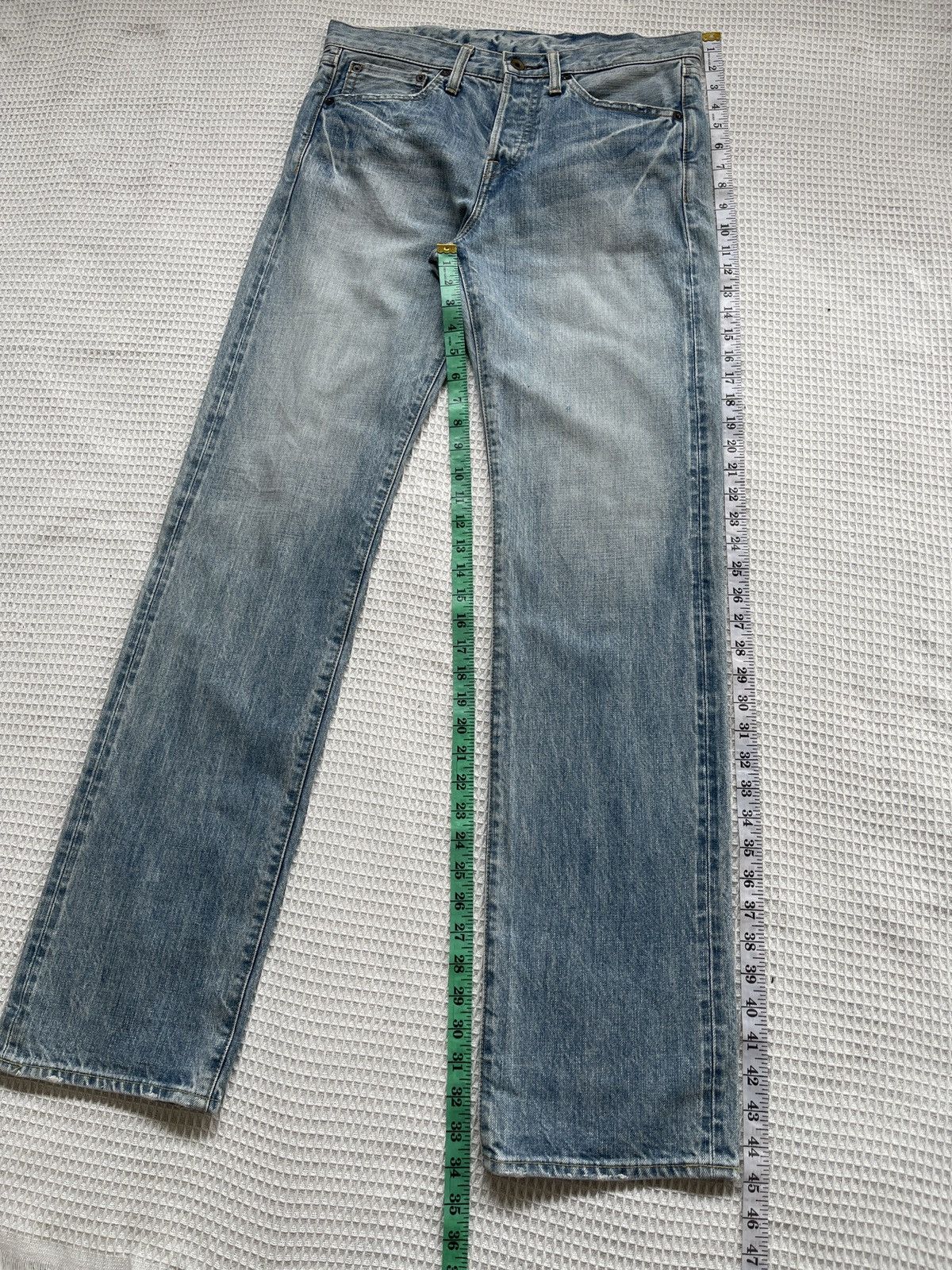 Japanese Brand Rare🔥Vtg MUVEIL Selvedge Redline Light Blue Jeans Size US 33 - 14 Thumbnail
