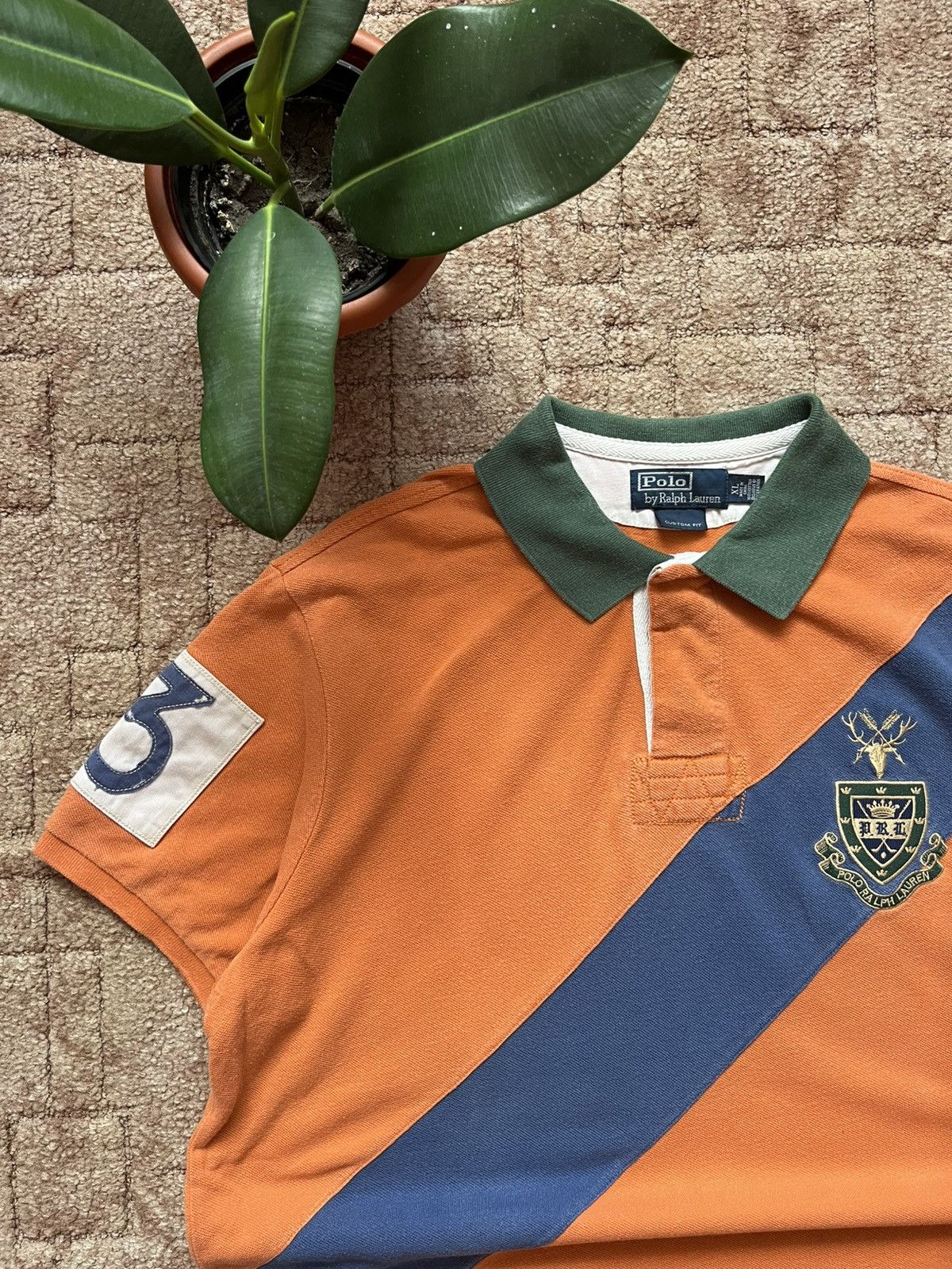 Polo Ralph Lauren Vintage Polo Ralph Lauren #3 Big Logo Orange Tee Chief Kief Size US XL / EU 56 / 4 - 2 Thumbnail