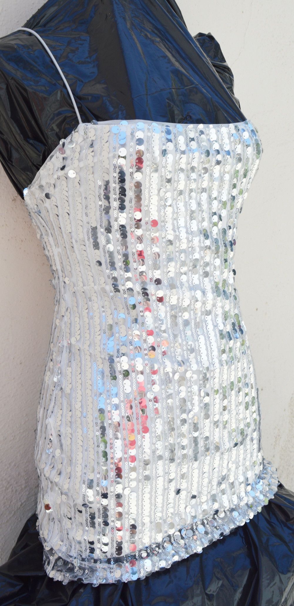 Other MINI DRESS SEQUIN / GLITTER SILVER STRAPS STRETCH Size S / US 4 / IT 40 - 5 Thumbnail