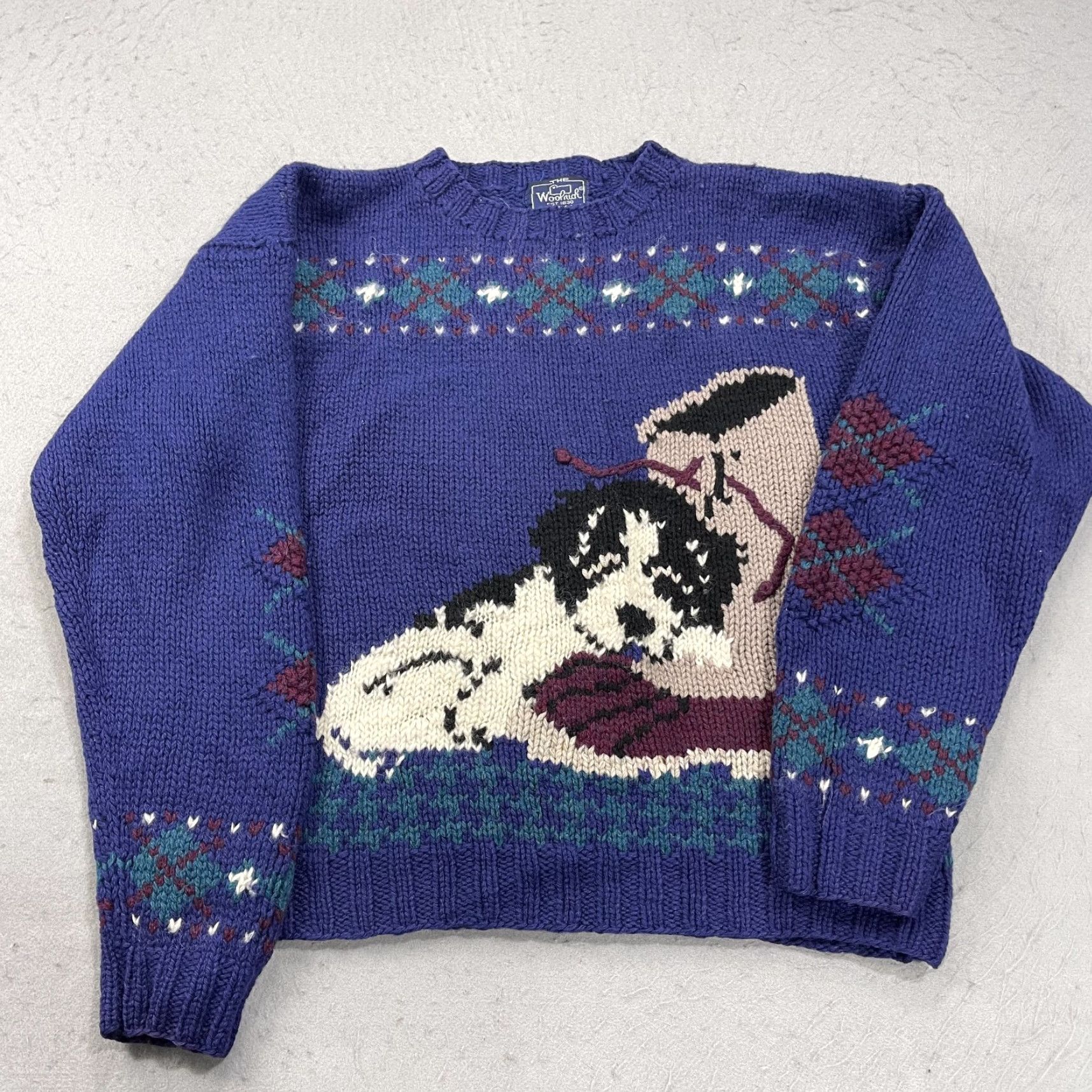Vintage VINTAGE Woolrich Sweater Womens M Blue Dog Knit Wool Crewneck 90s Pullover Mens? Mädchen? Size M / US 6-8 / IT 42-44 - 2 Thumbnail