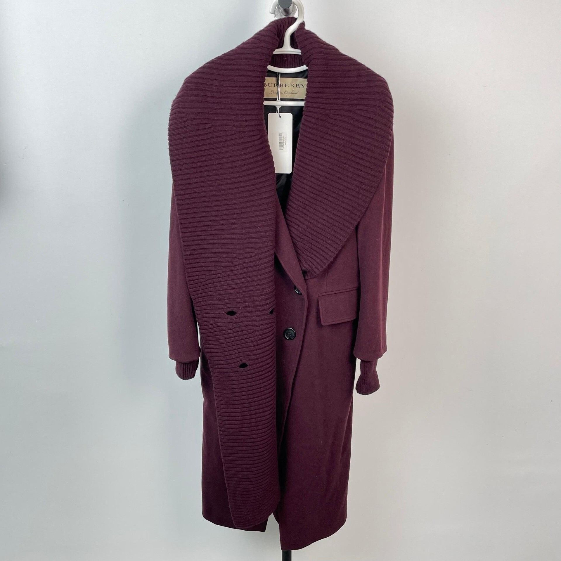 Burberry Burberry Long Burgundy Cashmere Coat Size S / US 4 / IT 40 - 1 Thumbnail