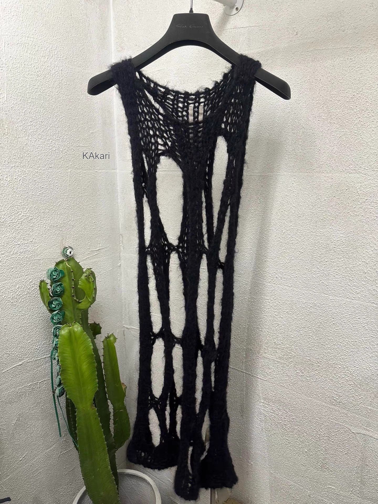 Rick Owens Black Sleeveless Open Knit Long Tank Top Size US S / EU 44-46 / 1 - 1 Thumbnail
