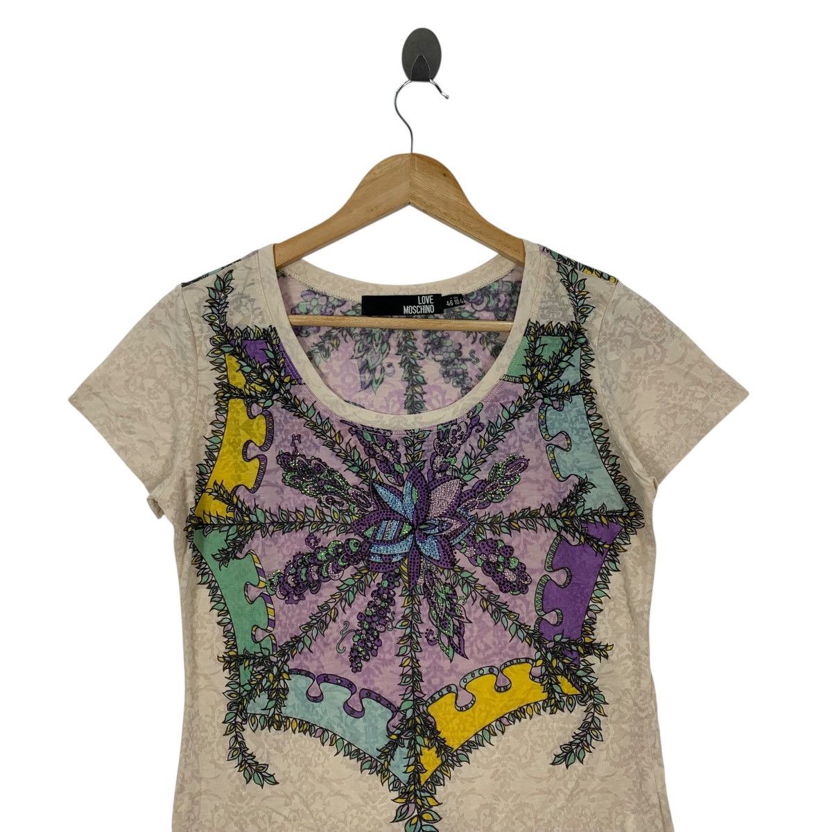 Vintage LOVE MOSCHINO All Over Print Abstract Floral Shirt Size XS / US 0-2 / IT 36-38 - 2 Thumbnail