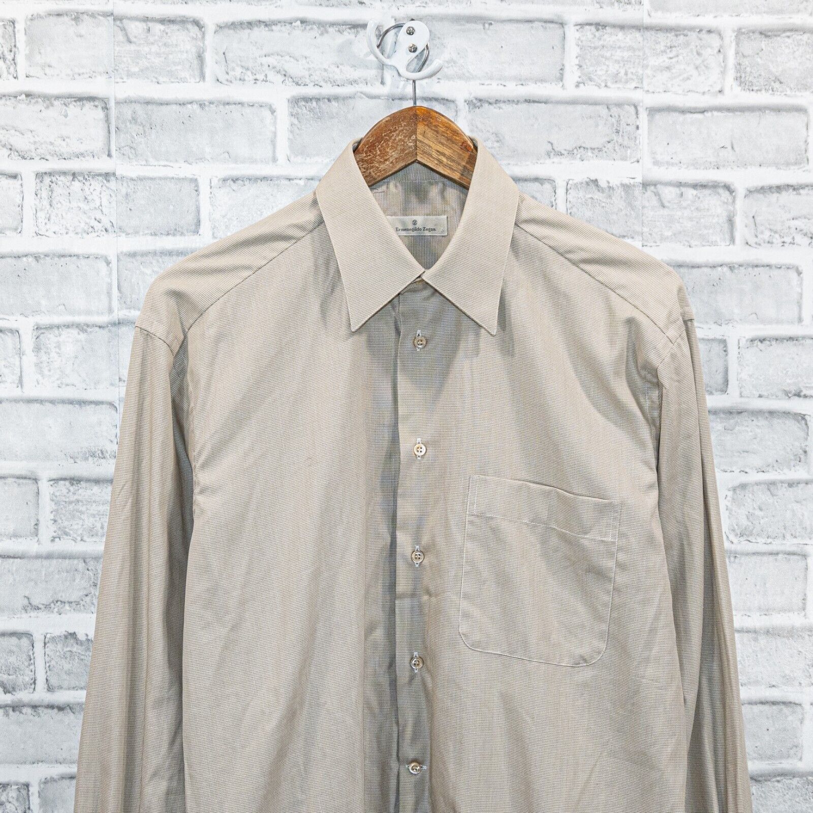 Ermenegildo Zegna Ermenegildo Zegna Men's Long Sleeve Button up Shirt Beige Size US M / EU 48-50 / 2 - 6 Thumbnail