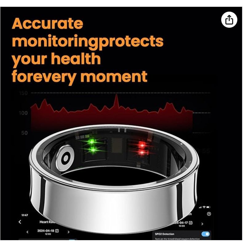 The Unbranded Brand Smart Rings SleepHeartRateBloodOxygen IP68 WaterproofSIZE 9 Size ONE SIZE - 2 Thumbnail