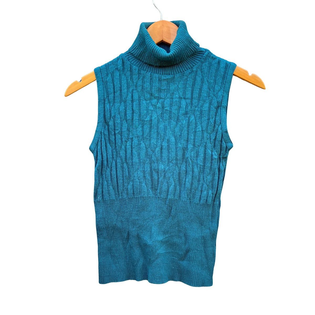 Morgan Homme Morgan Tricot Emerald Ribbed Knit Sleeveless Turtleneck Size S / US 4 / IT 40 - 1 Thumbnail